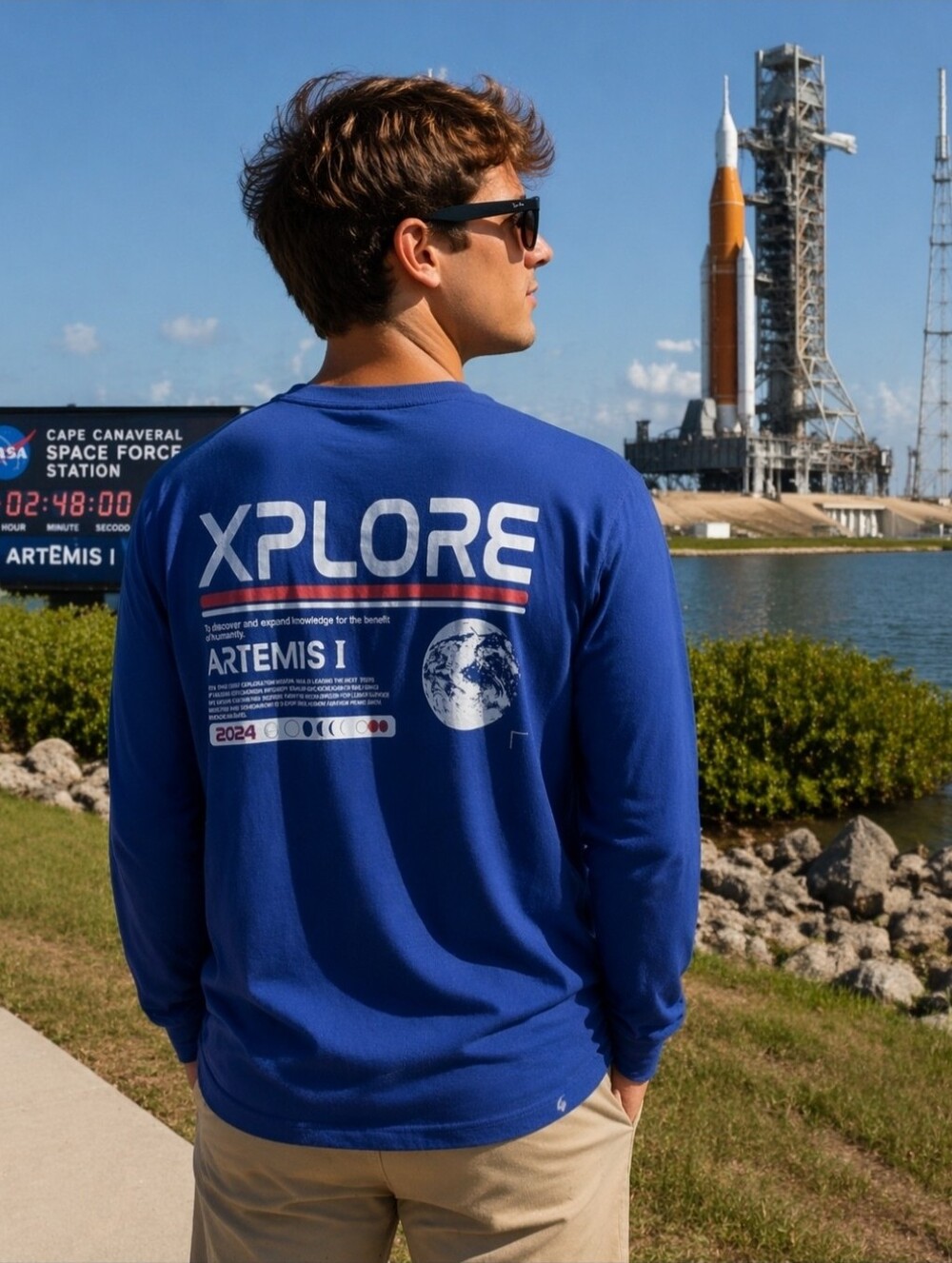 Collectible Xplore Artemis I 2024 Blue Graphic Long Sleeve Tee